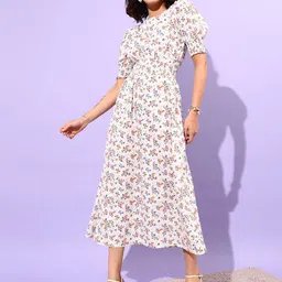STREET 9 Floral Printed Smocking Detail Dress-picture-37