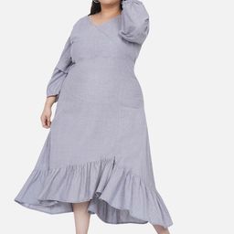 Fabnest Curve Women Grey Solid Midi Dress-image-94