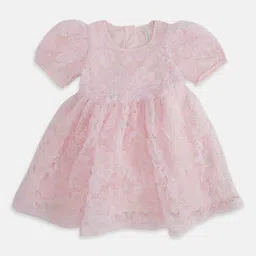 Pantaloons Junior Girls Round Neck Self Design Cotton Dress-image-70