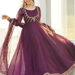 Lavanya The Label Purple & Gold-Toned Embellished Crepe Ethnic Maxi Maxi Ethnic Dress-picture-49
