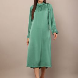 NoBarr High Neck A-Line Midi Dress-55