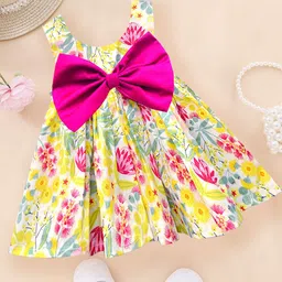 A.T.U.N. Girls Floral Printed Round Neck Sleeveless Bow Fit & Flare Dress-27