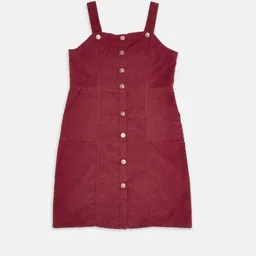 Pantaloons Junior Maroon Shoulder Strap A-Line Dress-picture-9