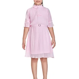 Peppermint Girls High Neck Satin Fit & Flare Dress-picture-22