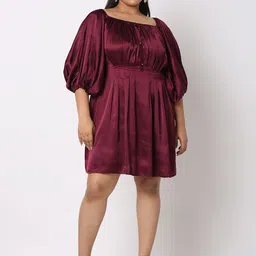 Curves by MISH Square Neck Satin Dress-picture-18