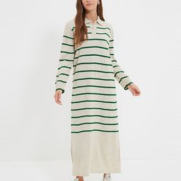 Trendyol Women Beige Striped Shirt Maxi Dress-image-47