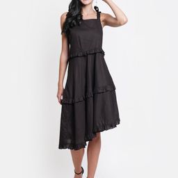 DODO & MOA Shoulder Strap Fit And Flare Cotton Dress-32