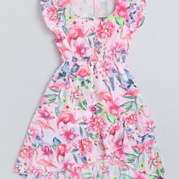 YK Flutter Sleeve Floral Printed Fit & Flare Dress-picture-55