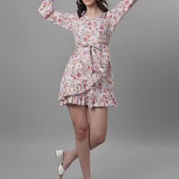 Masakali Co Women Floral Printed Crepe Wrap Dress-image-41