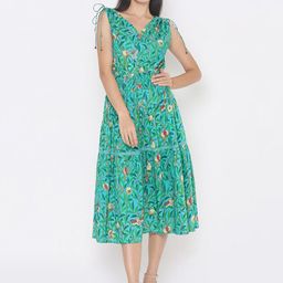 aturabi Women's Green Floral Midi Dress-image-32