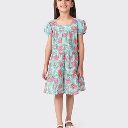 Fabindia Girls Floral A-Line Cotton Dress-image-62