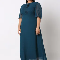 Curves by MISH Round Neck Georgette Maxi Dress-image-93