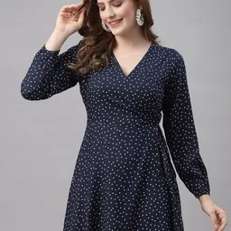 Strong And Brave Navy Blue Printed Odour Free A-Line Dress-image-72