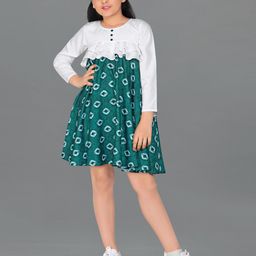 FASHION DREAM Girls Green & White Knee Length Dress-image-42