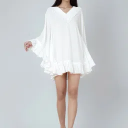 First Resort by Ramola Bachchan V-Neck Flared Sleeve A-Line Mini Dress-image-12