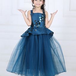 Toy Balloon kids Girls Embellished Layered Net Maxi Dress-29