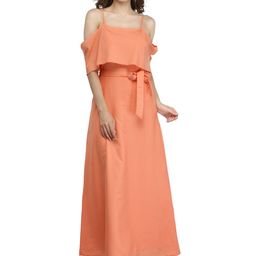 Zastraa Cold-Shoulder Crepe Maxi Dress-image-88