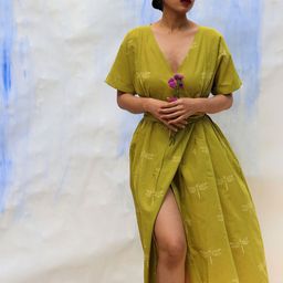 Chidiyaa Women Green Ethnic Motifs Midi Dress-picture-26