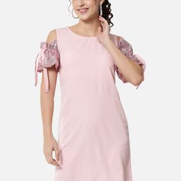 ALL WAYS YOU Cold-Shoulder Crepe A-Line Dress-image-81