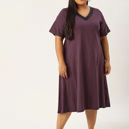 theRebelinme  Women's Purple A-Line Midi Plus Size Dress-picture-33