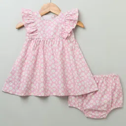 Sweetlime By AS  Girls Floral Printed Flutter Sleeves Cotton A-Line Dress-picture-58