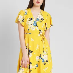 DODO & MOA Floral Printed Flutter Sleeve Tie-Ups A-Line Mini Dress-picture-36