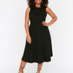 Trendyol Women Black Solid Sleeveless A-Line Midi Dress-image-66