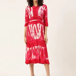 Maaesa Pink Tie and Dye A-Line Midi Dress-40