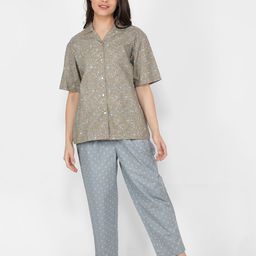 NAVIYATA Women Printed Lapel Collar Pure Cotton Night suit-image-18