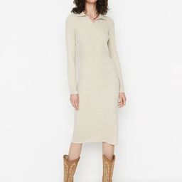 Trendyol Women Beige Jumper Midi Dress-image-39