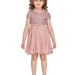 Peppermint Girls Embellished High Neck Fit & Flare Dress-picture-33