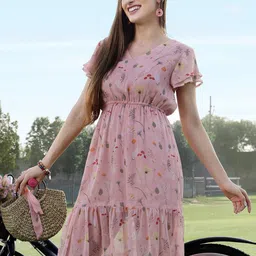 Sera Fit and Flare Floral Chiffon Dress-image-45