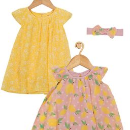 Creative Kids Infants Girls Pack Of 2 Printed A-Line Dress With Hairband-image-96