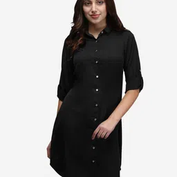 V&M Black Crepe Shirt Dress-image-22