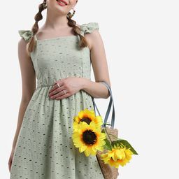 KETCH Waist Tie-Up Schiffli Fit & Flare Mini Dress-image-53