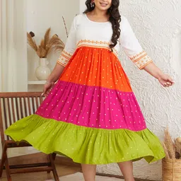 Shape of me by Rustorange Plus Size Colourblocked A-Line Maxi Dress-image-16