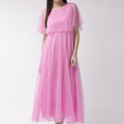 U&F Flared Sleeve Layered Net Maxi Dress-image-31