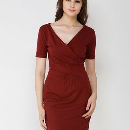 SCORPIUS Maroon Solid Sheath Dress-image-11