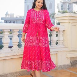 YASH GALLERY Women Plus Size Tie-Up Fit And Flare Midi Dress-picture-14