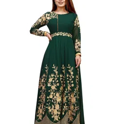 APNISHA Women Green Floral Net Ethnic Maxi Dress-image-48