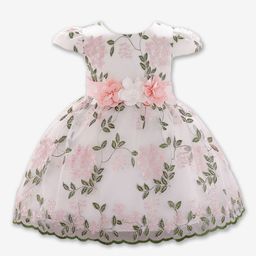 Hopscotch Girls Floral Embroidered Fit & Flare Dress-picture-9