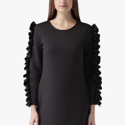 DODO & MOA Black Styled Sleeve Sheath Dress-image-30