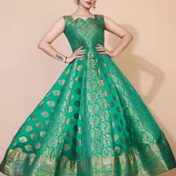 PRENEA Green Ethnic Motifs Jacquard Maxi Dress-image-6