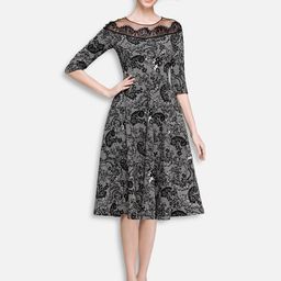 JC Collection Women Black & White Self Design Net Fit & Flare Dress-picture-27