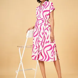 YU by Pantaloons Abstract Print Shirt Midi Dress-image-12