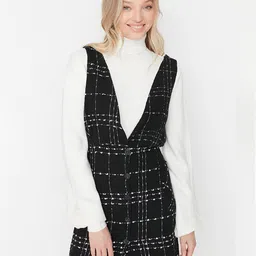Trendyol Checked Pinafore Mini Dress-image-89