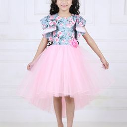 Toy Balloon kids Net Floral Printed Flared Sleeves Tulle Fit & Flare Dress-image-14