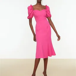 Trendyol Women Fuchsia Sheath Midi Dress-picture-57