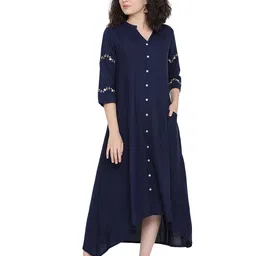 antaran Navy Blue Shirt Midi Dress-23