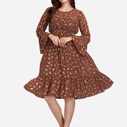 GUFRINA Brown Georgette Dress-image-6